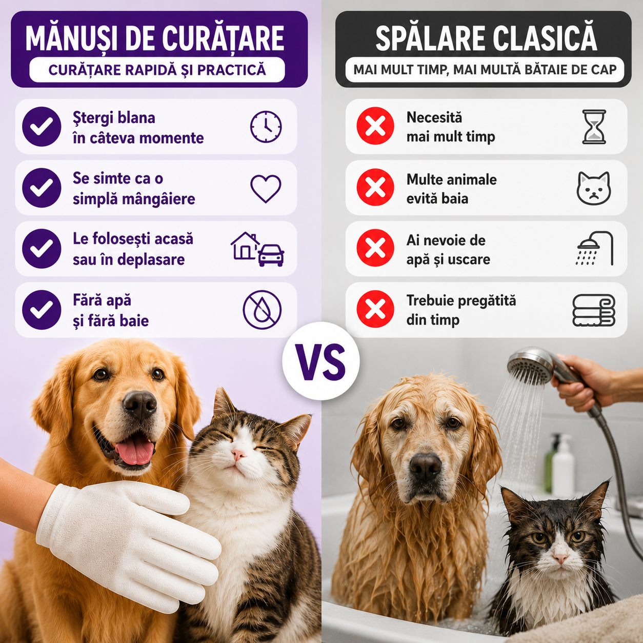 Mănuși de Curățare pentru Câini și Pisici