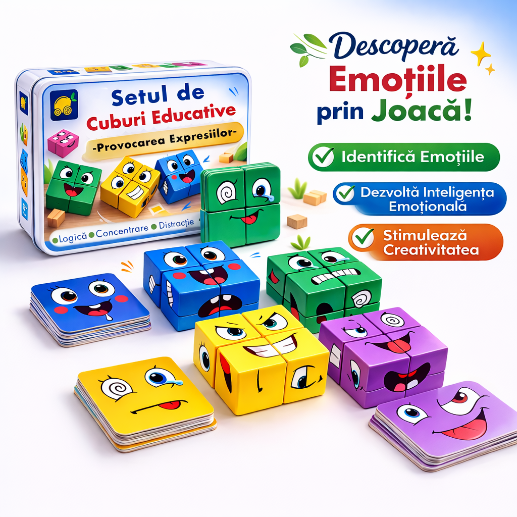 Setul de Cuburi Educative – Provocarea Expresiilor
