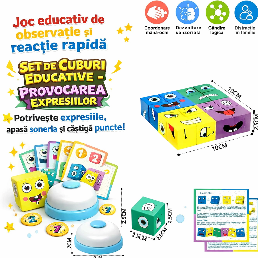 Setul de Cuburi Educative – Provocarea Expresiilor