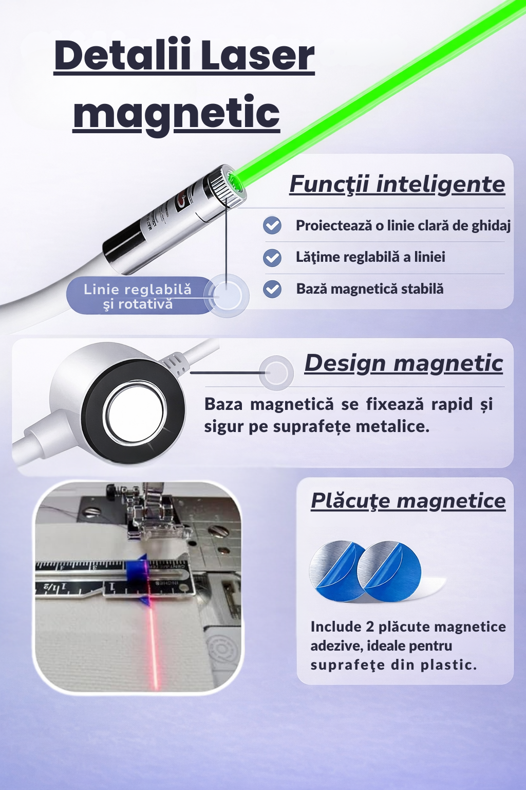 Laser Magnetic pentru Cusut Drept